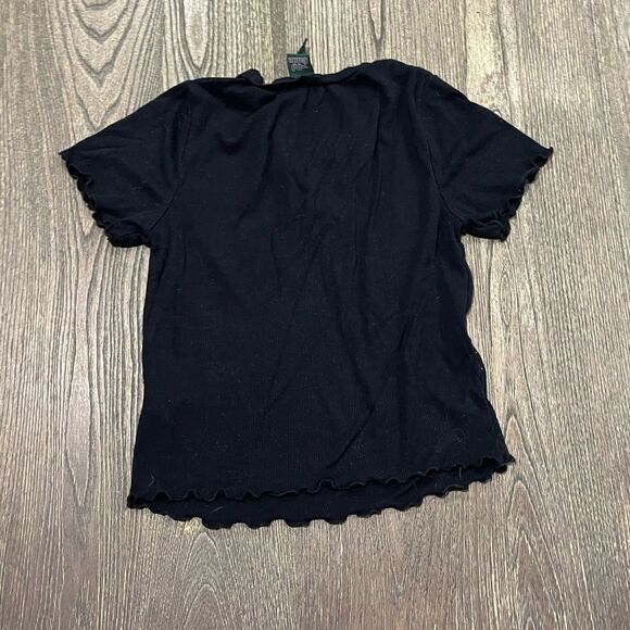 Wild Fable Womens Daisy Print Crop Top Crewneck Short Sleeve Black Size Small - Picture 4 of 4